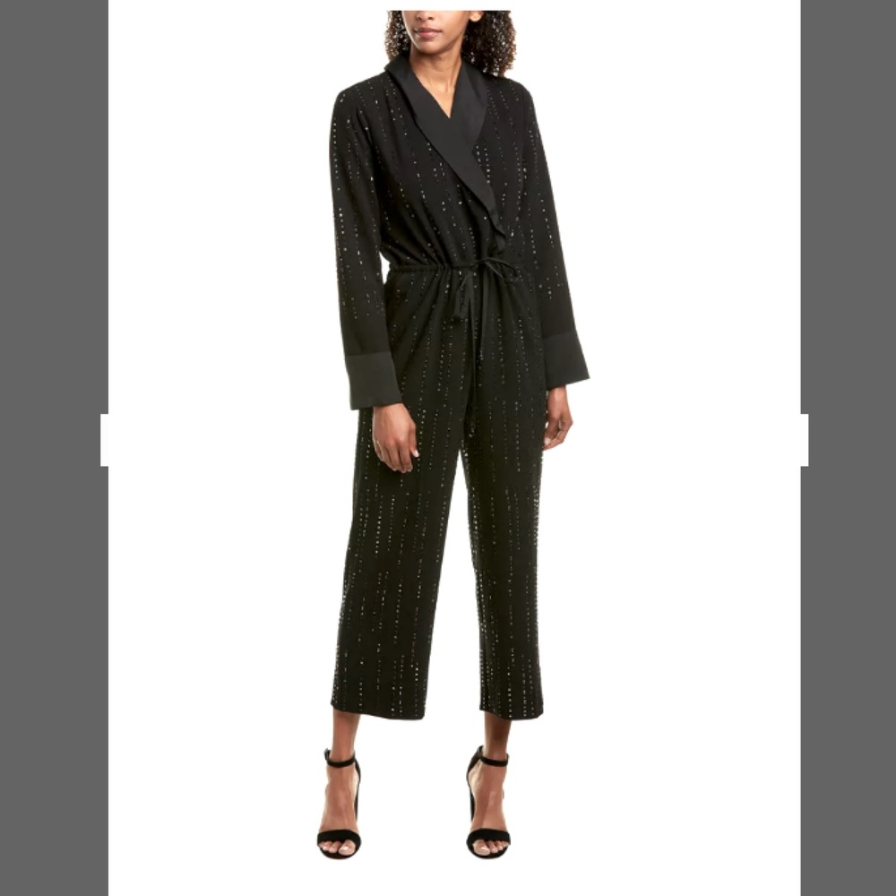 Trina Turk Celebration blk beaded jumpsuit sz 4 ๐ - Picture 1 of 11